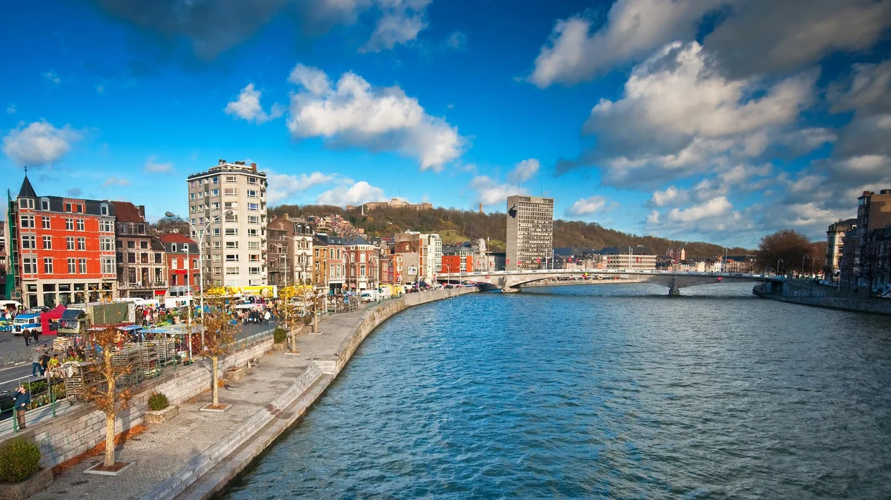 A scenic view of Liège, Wallonia, Belgium, showcasing its blend of historic architecture and modern urban life.