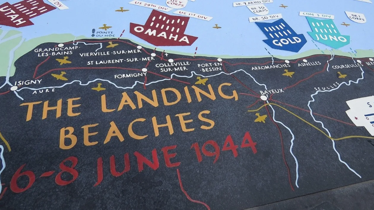 Map of the landing beaches in Omaha beach, Normandy
