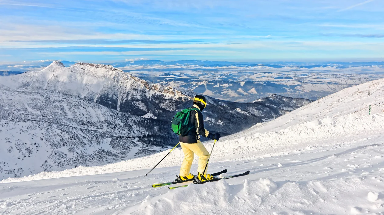 Downhill Skier in Kasprowy Wierch in Zakopane in Tatras in winte