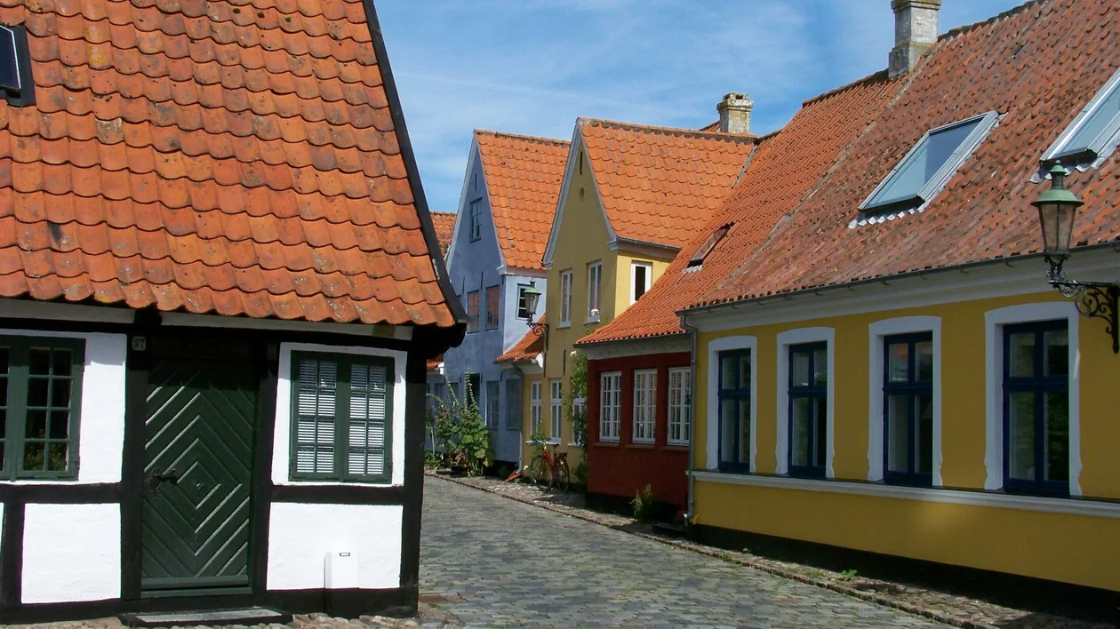 Medieval street in Aero, Denmark