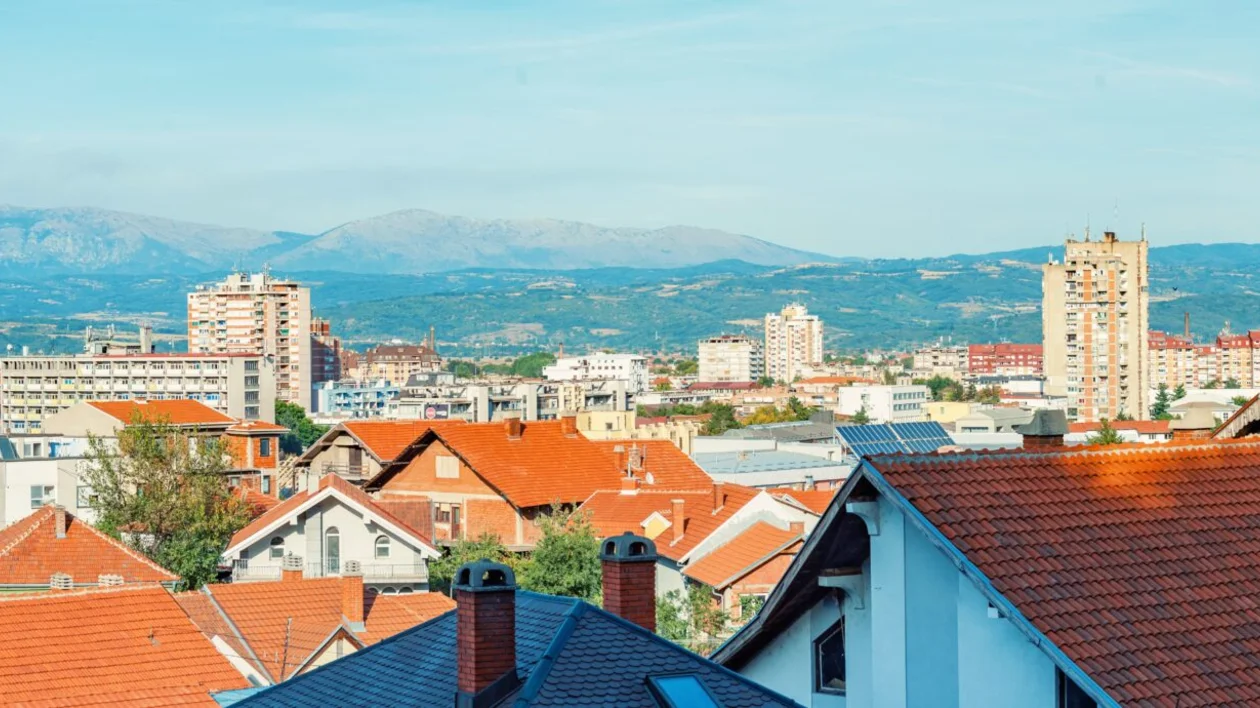 City of Leskovac, panoramic view from the nearby hill Hisar