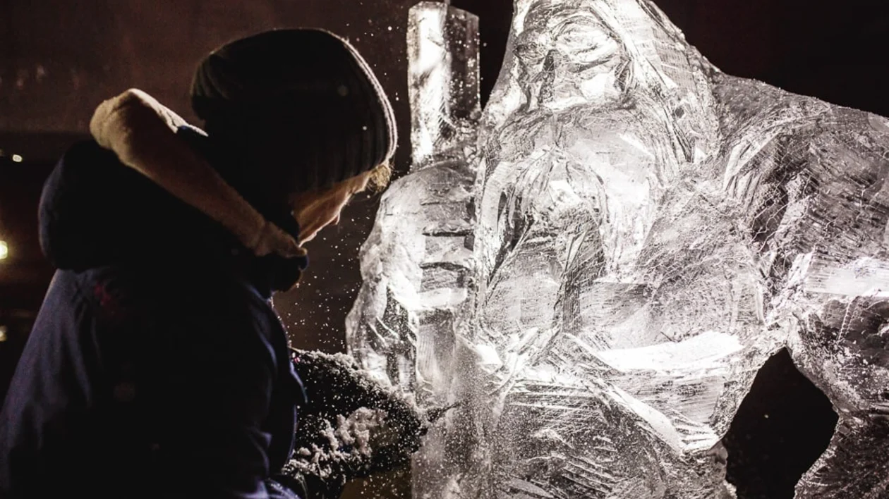 Ice sculpture festival in Jelgava, Latvia.