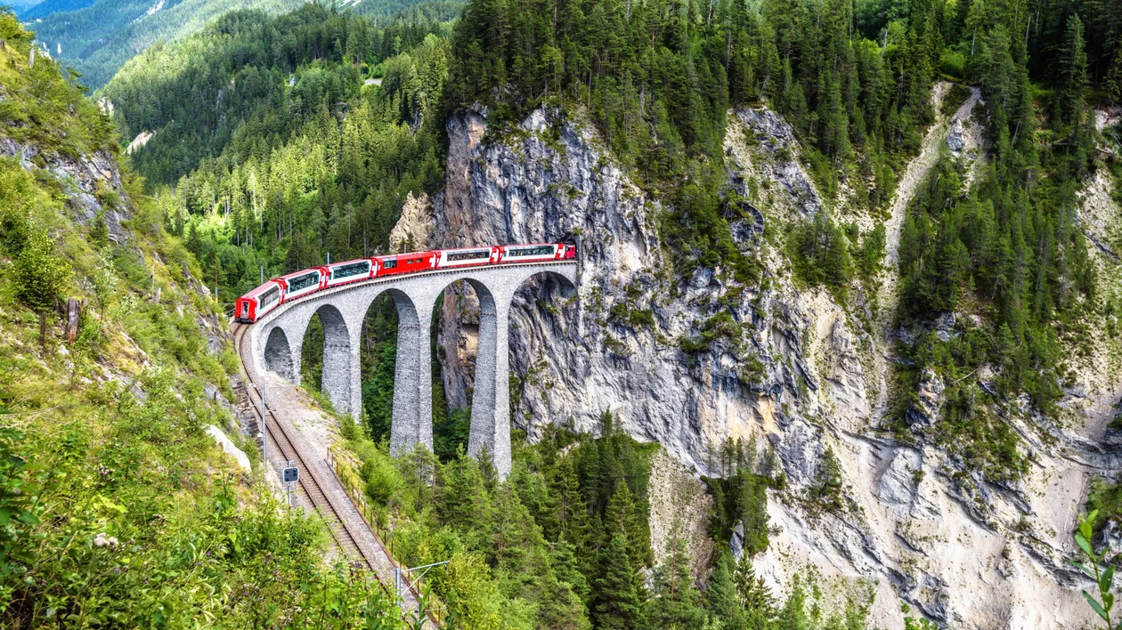 Train in Swiss Alps