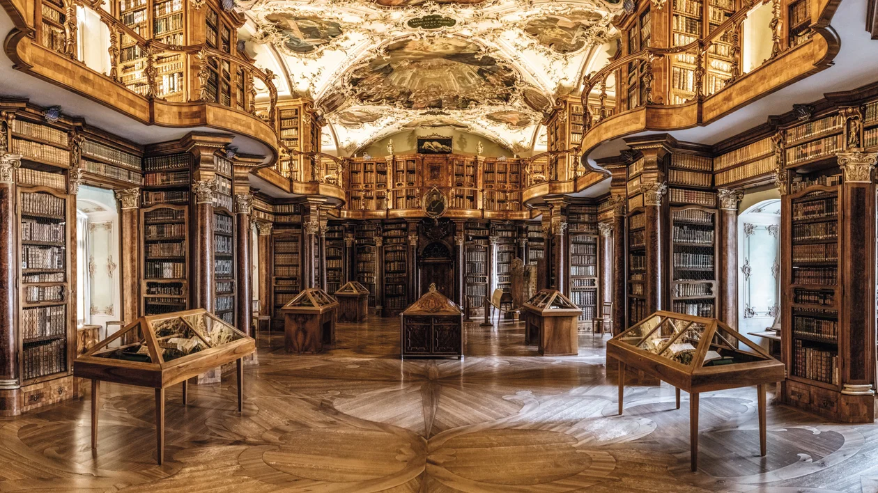 Abbey Library's Baroque hall, Switzerland