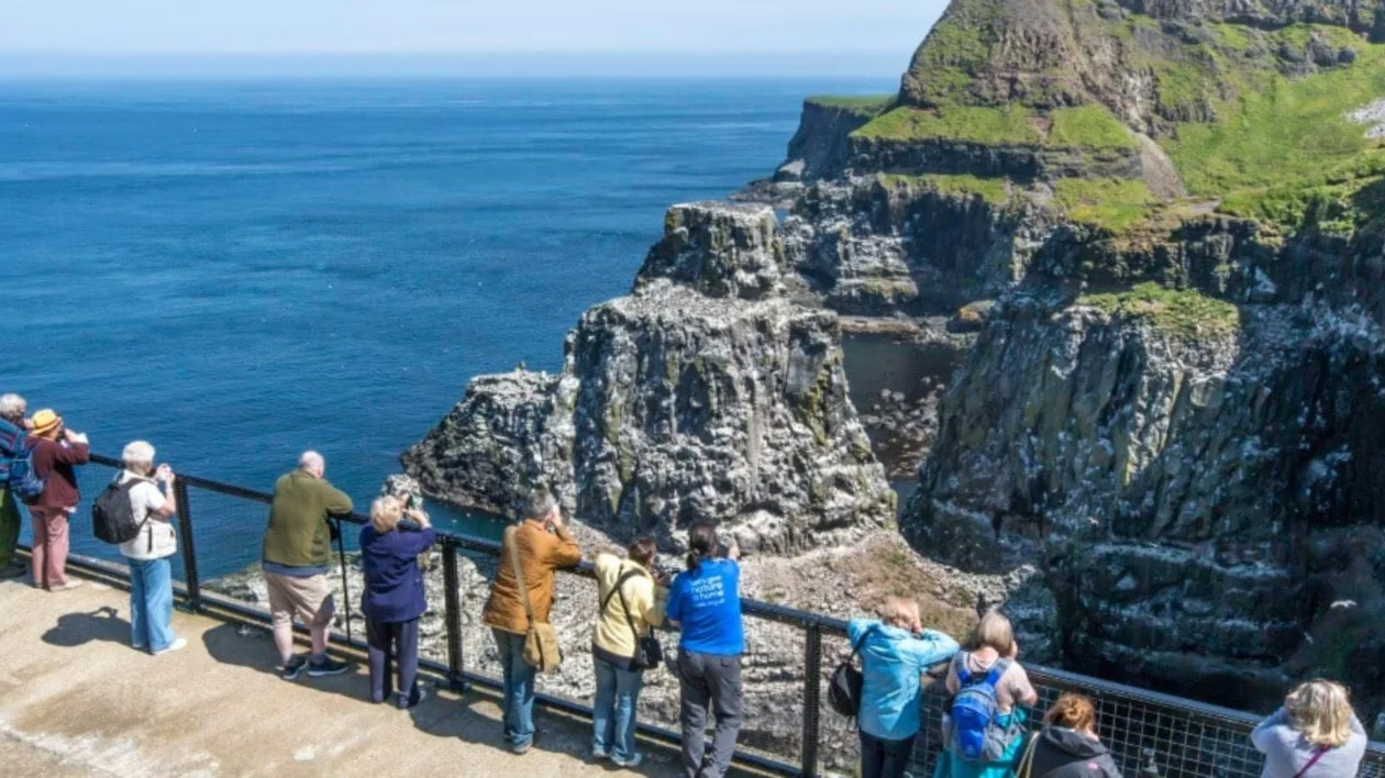 Rathlin Island, view from the hill, tourists