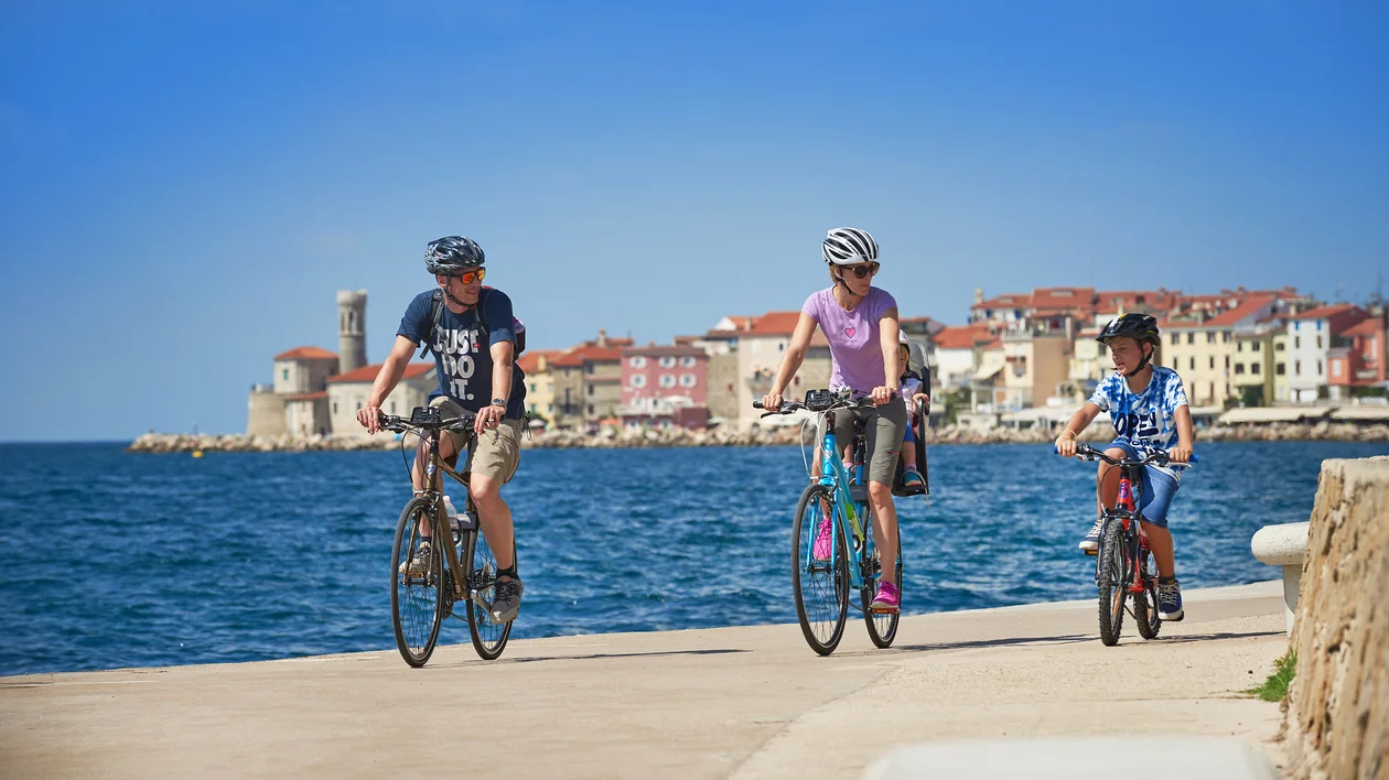 the city of Parenzana city by bike along it's handsome waterfront.