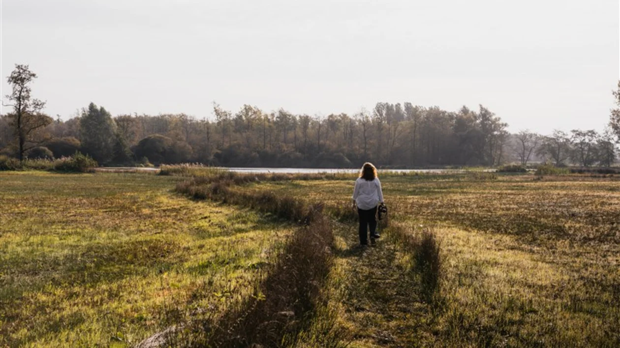 Woman walking in the nature in Gelderland, Netherlands.