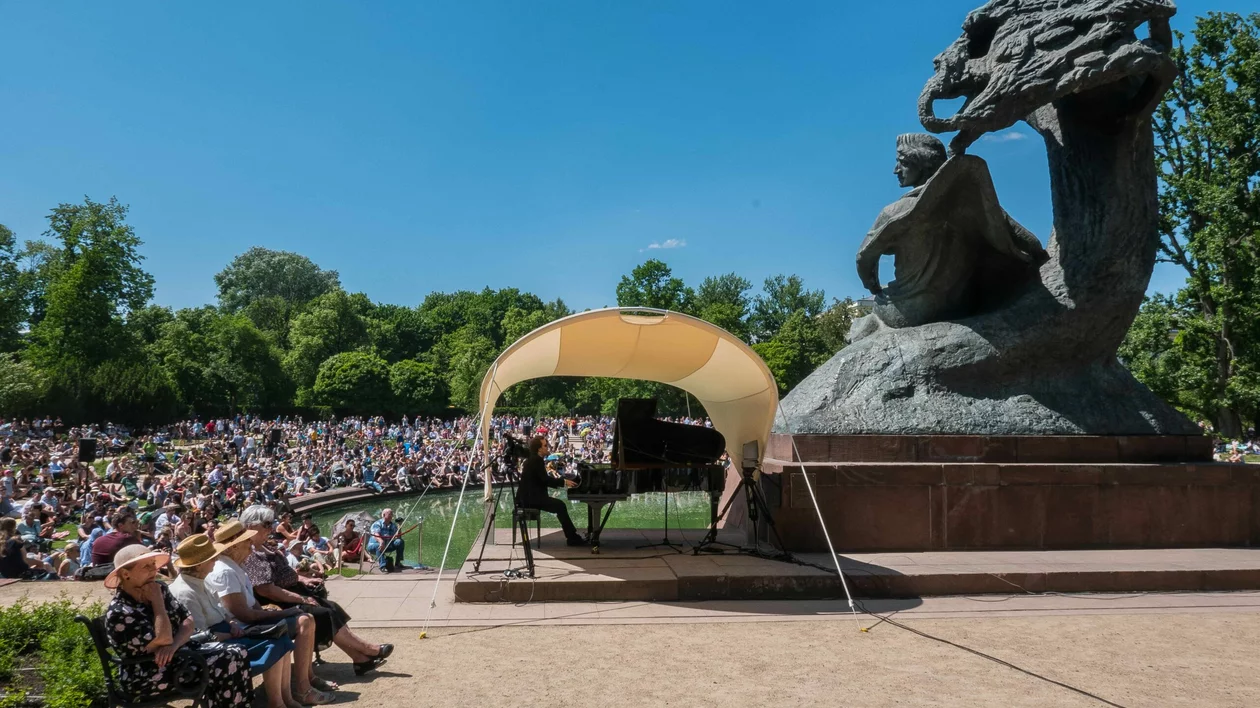 A stage to host an event at a park in Warsaw.