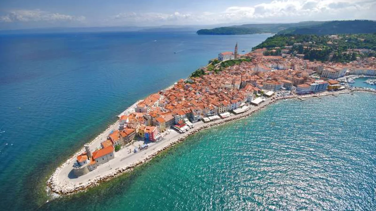 Piran in Slovenia Beach is a quiet community on the Adriatic Sea.