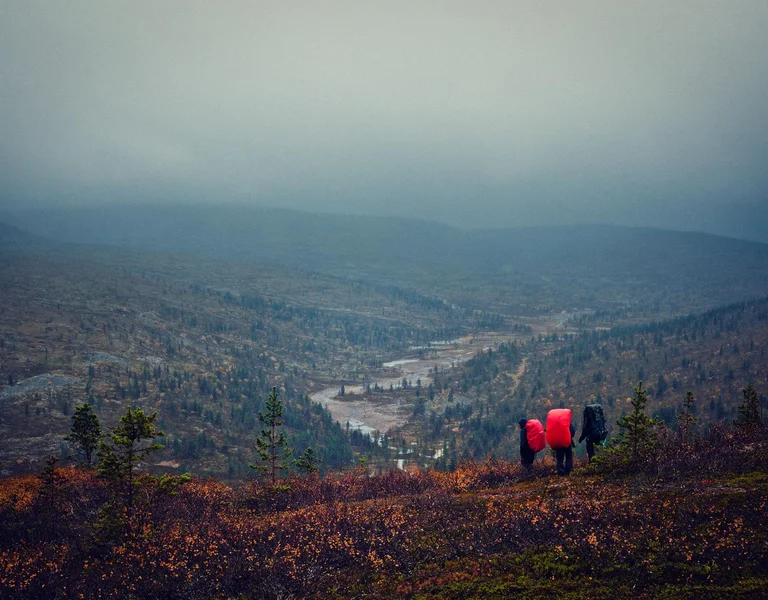 Hiking during a cloudy day in Lapland