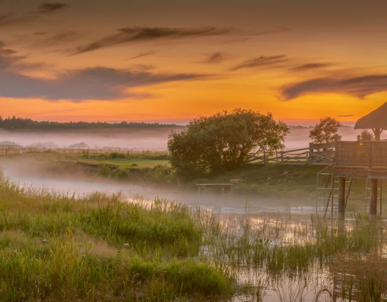 sunset over the river Narew