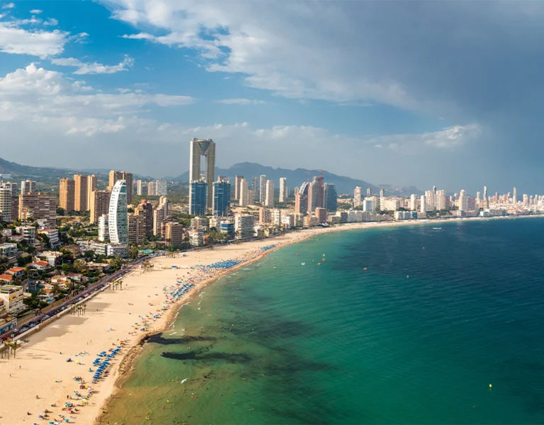 Aerial view of Benidorm, Spain.