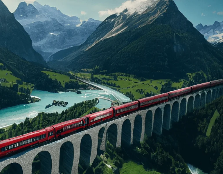 Train in Swiss Alps