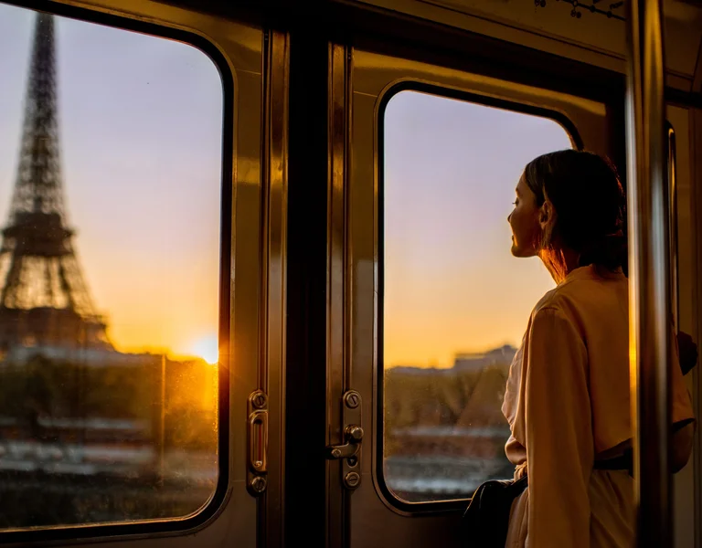 A young woman enjoying the view in Paris.