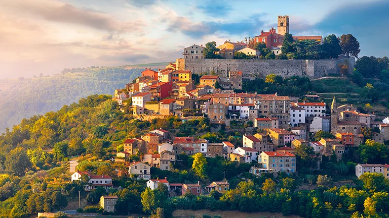 the top of Motovun and its characteristic limestone architecture