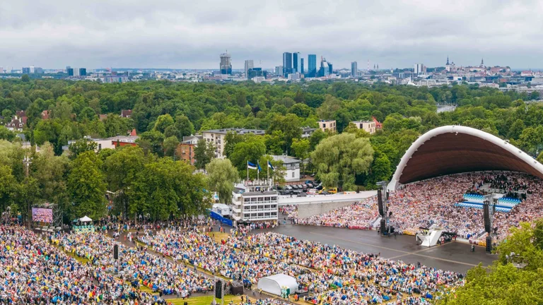 Song and dance festival in Tallinn with crowds.