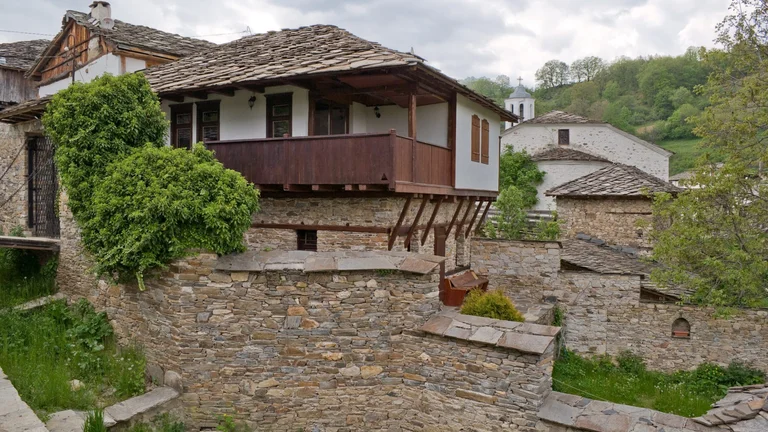 Traditional stone houses in the village of Dolen, Bulgaria