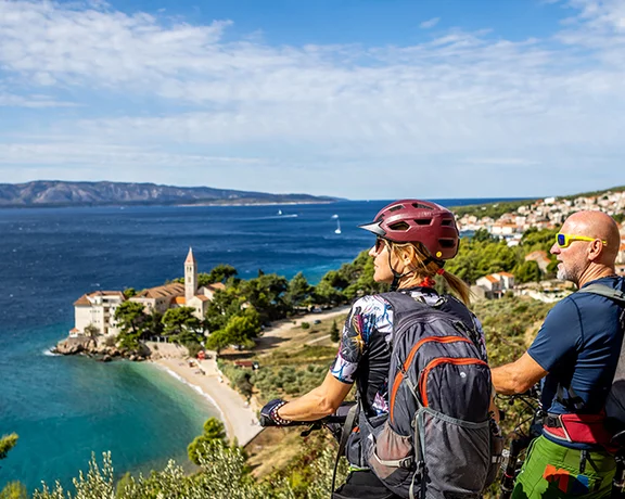 island of Brač by bike, panoramic sea and city views.