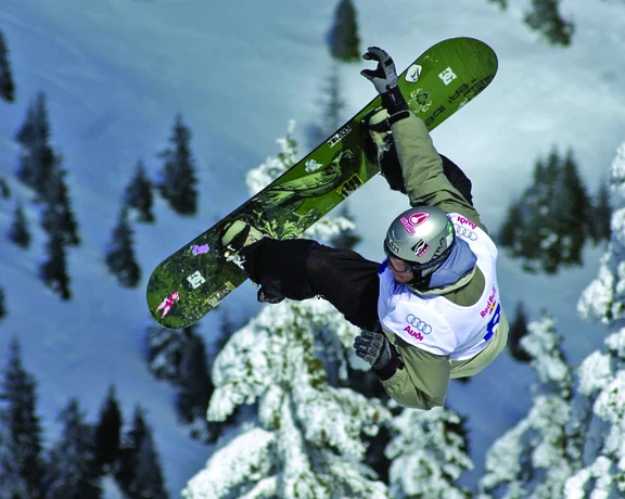 A person doing snowboard in Serbia during winter times.